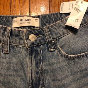 Hollister Womens High Rise Medium Wash Stretch Denim 6S Wideleg Jean 28Short NWT